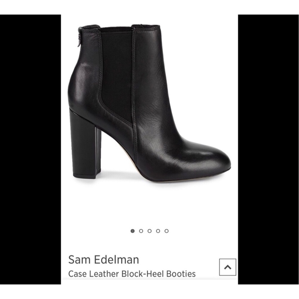 Sam Edelman Black Leather Block Heel Booties